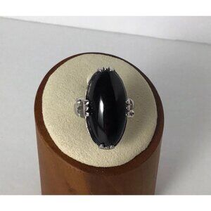 Black Onyx Ring Sterling Silver Vintage size 5